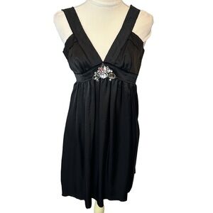 Lanvin Little Black‎ Dress Rhinestone Detail
V Neck Cocktail Dress